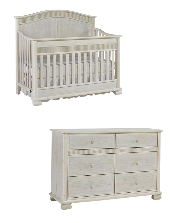 Dolce Babi Florenza Nursery Set - Crib & Dresser with Toddler Rail, Bed Rail and Changer Top