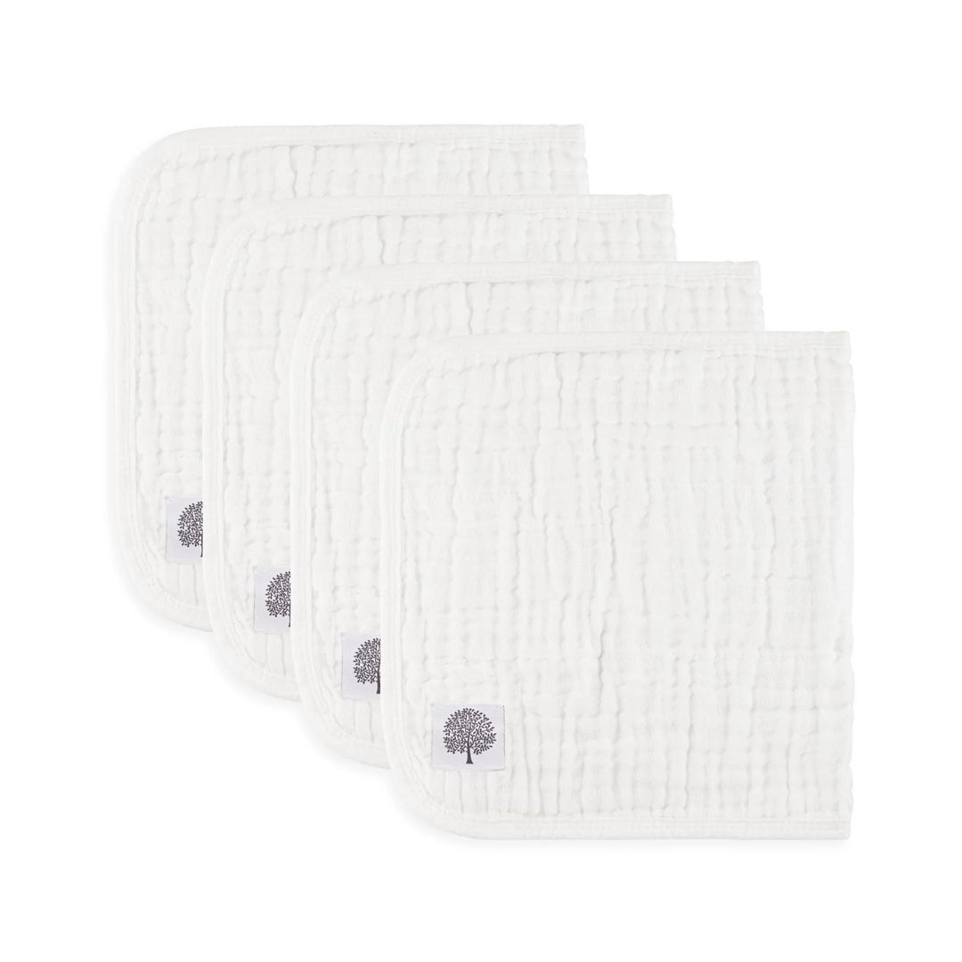 Parker Baby - White Set - Muslin Burp Cloths (4 Pack)