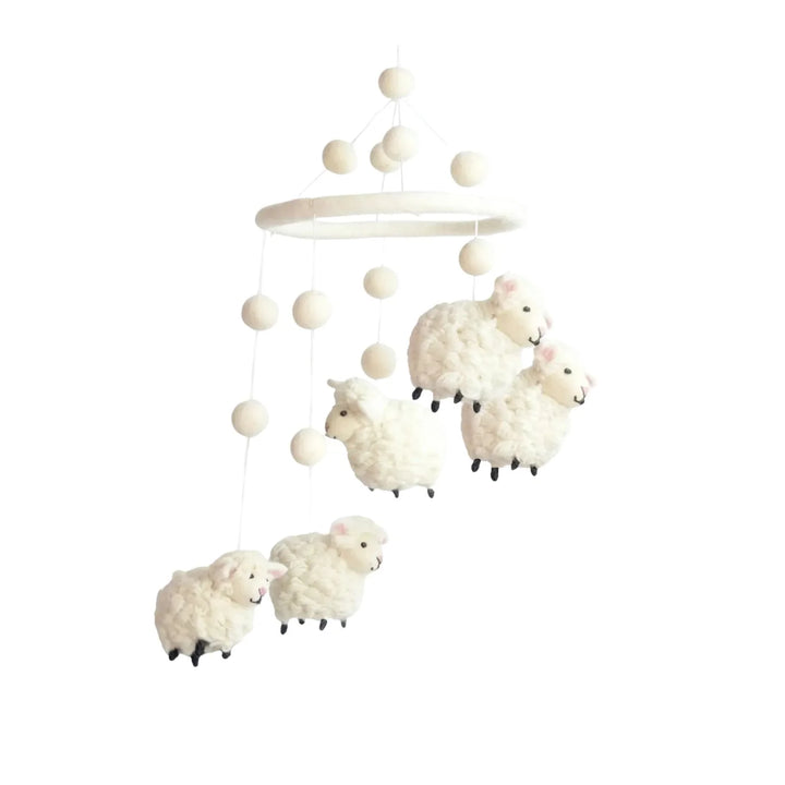 Felt Mobile - White Sheep by the Winding Road