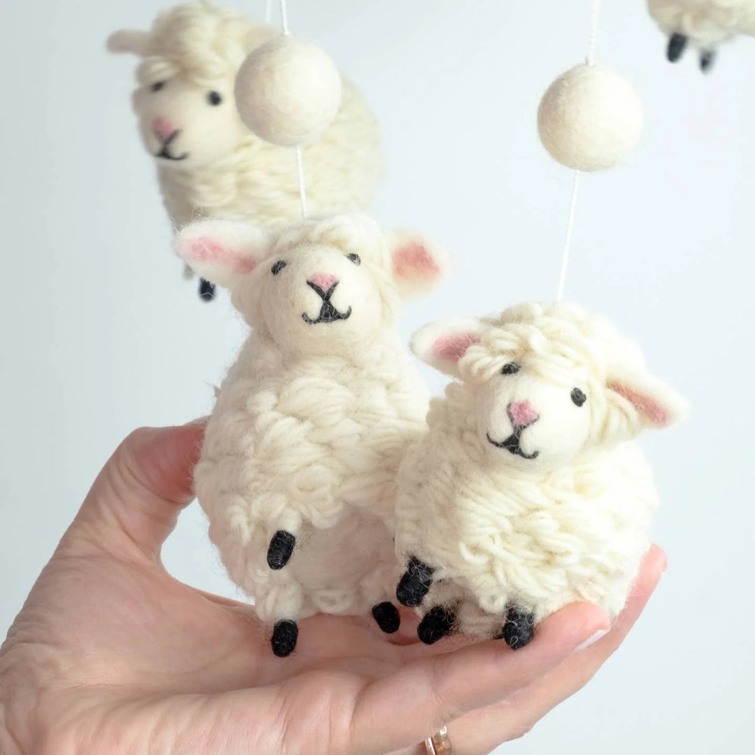 Felt Mobile - White Sheep by the Winding Road