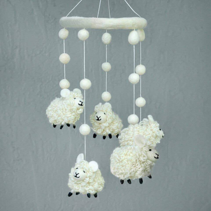 Felt Mobile - White Sheep by the Winding Road