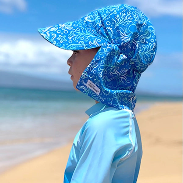 Flappy Happy Kids Upf 50+ Original Flap Summer Hat - Calypso Sea