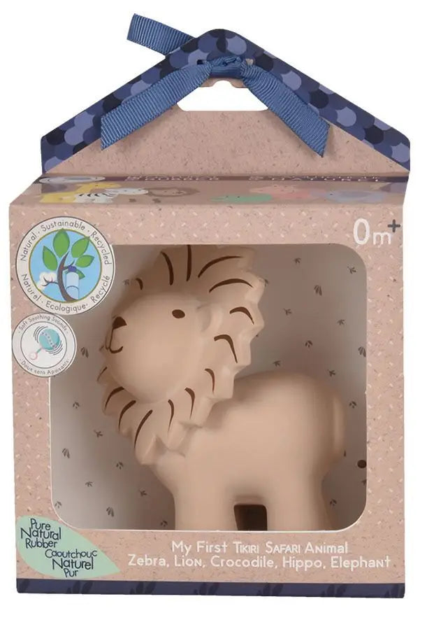 Tikiri Toys Lion - Natural Rubber Teether, Rattle & Bath Toy