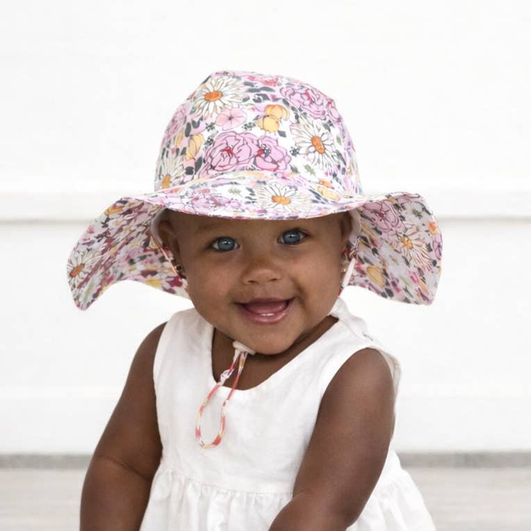 Huggalug Sunhat UPF 50+ with Adjustable Breakaway Strap - Boho Blooms