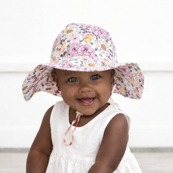 Huggalug Sunhat UPF 50+ with Adjustable Breakaway Strap - Boho Blooms
