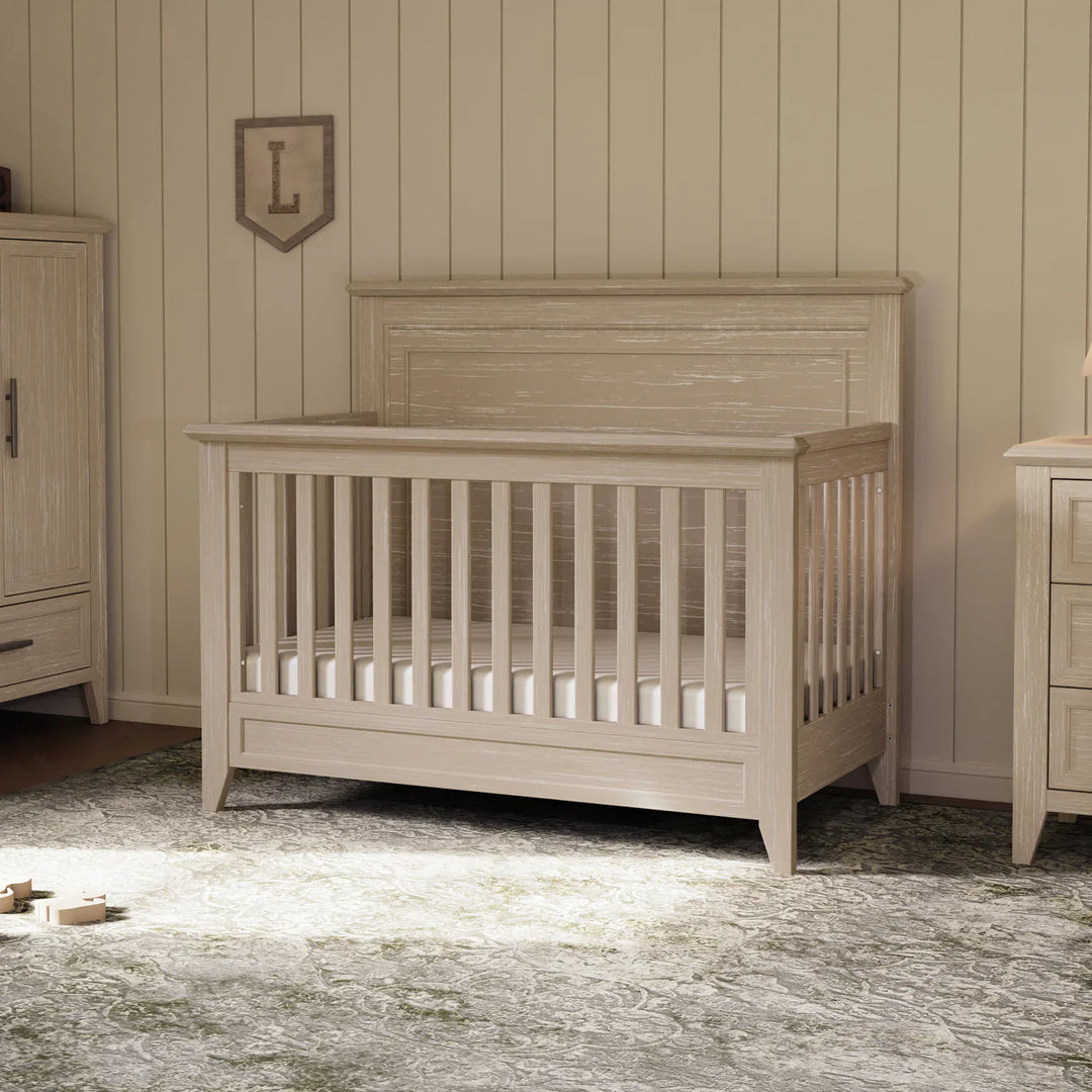 Monogram by Namesake Barrow Rustic 4-in-1  Convertible Flat Top Crib
