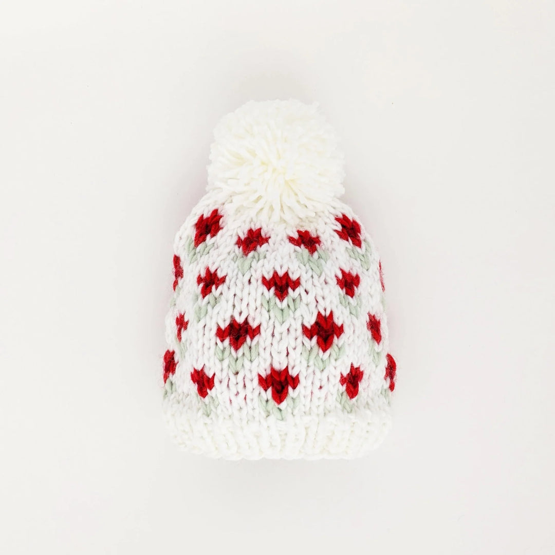 SALE! Huggalugs Bitty Blooms Red Knit Beanie