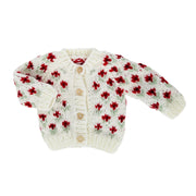 Holiday Red Floral Cardigan and Hat Set