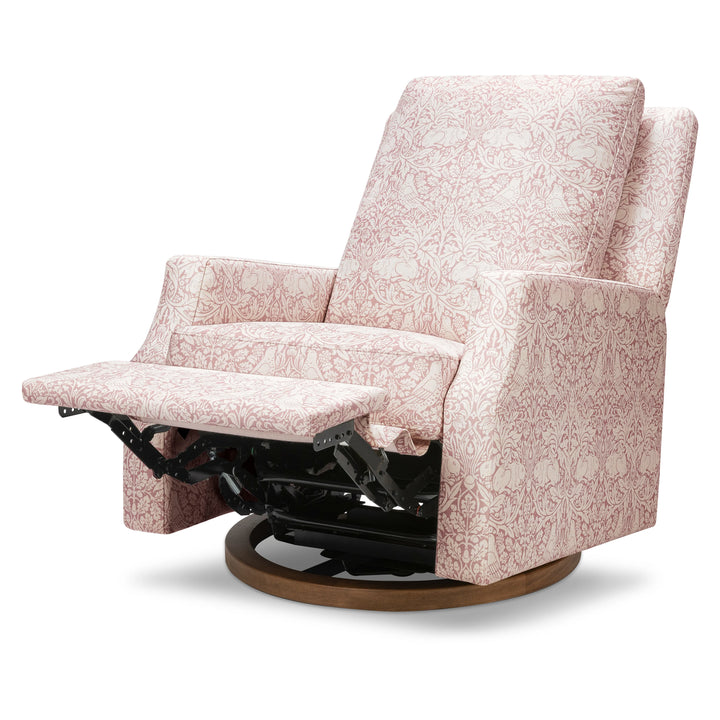 Namesake Crewe Recliner and Swivel Glider- Pure Brer Rabbit in Rose  with Dark Wood Base