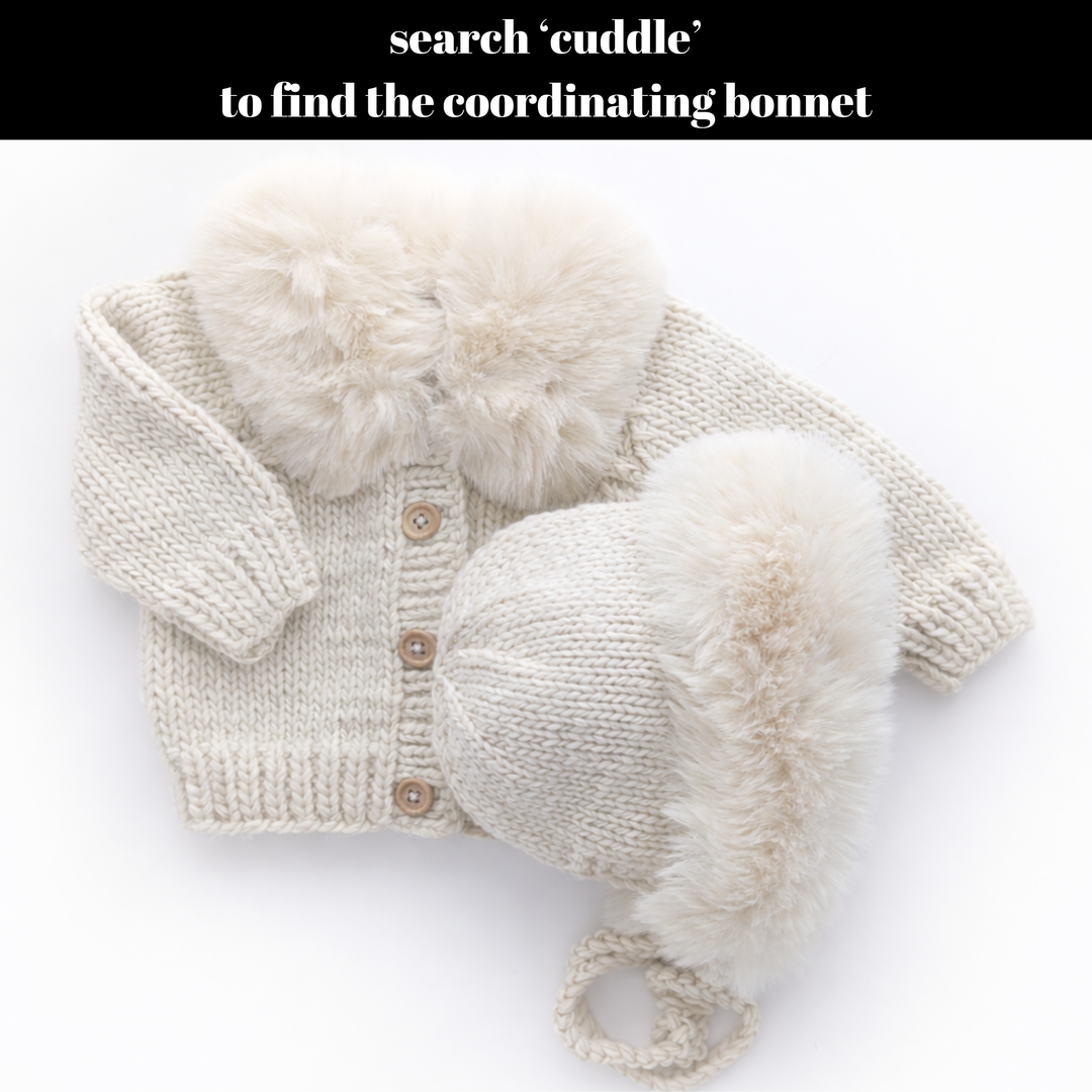 Huggalugs Fur Collar Cardigan -  Natural