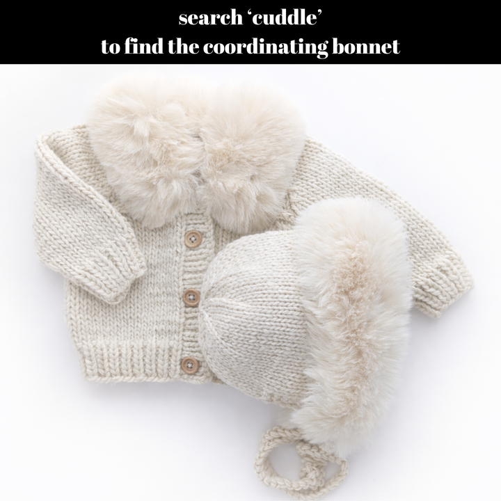Huggalugs Fur Collar Cardigan -  Natural