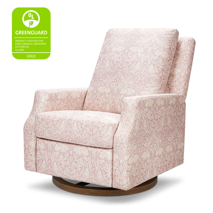 Namesake Crewe Recliner and Swivel Glider- Pure Brer Rabbit in Rose  with Dark Wood Base