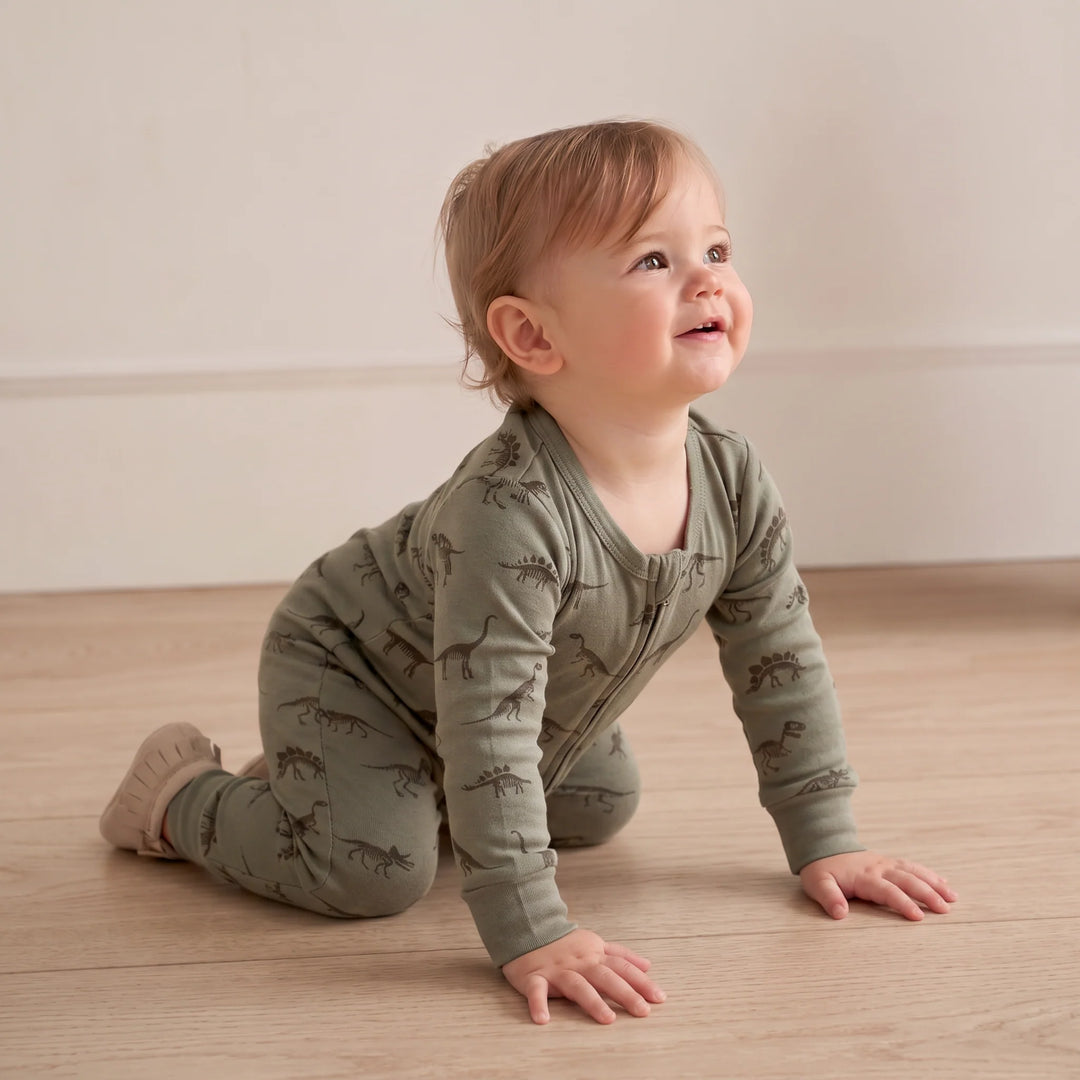 Make Make Organic 2-Way Zip Romper - Dino