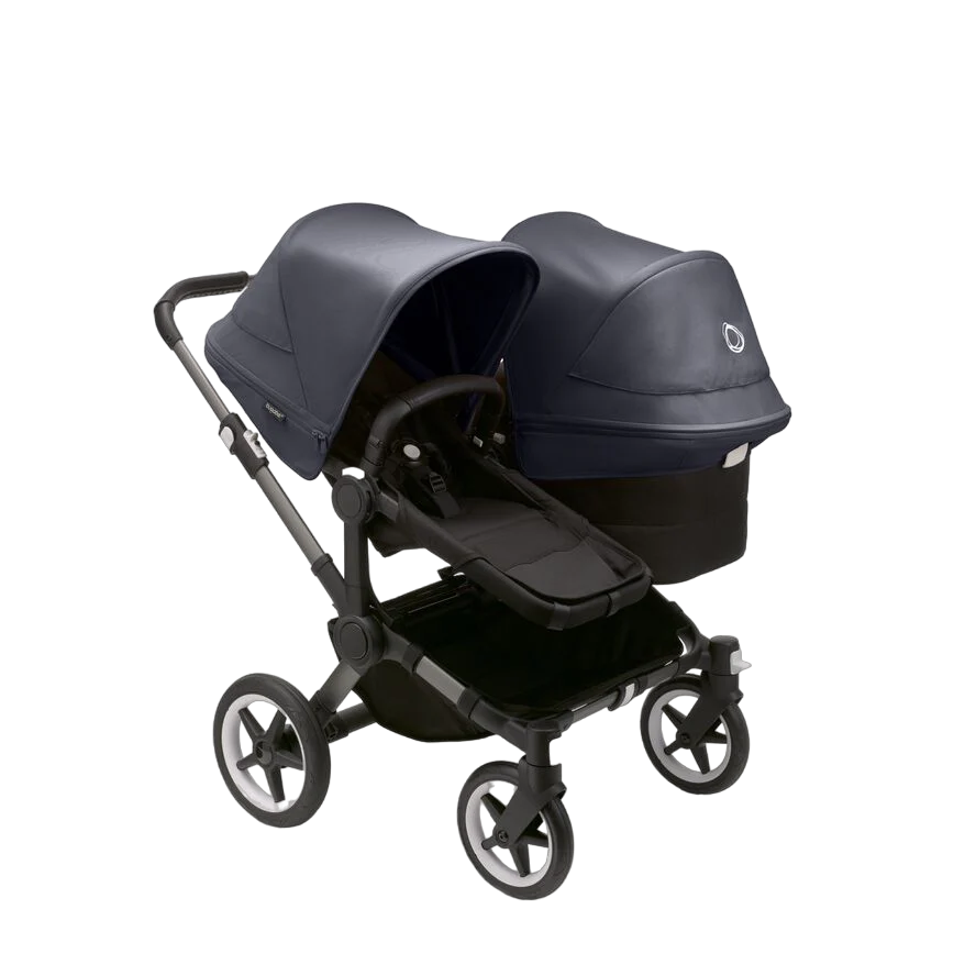 Bugaboo Fox 3 carrycot and seat pushchair Stormy blue sun canopy
