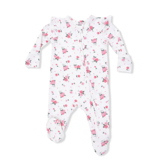 Pink Rosettes 2 way Zipper Footie