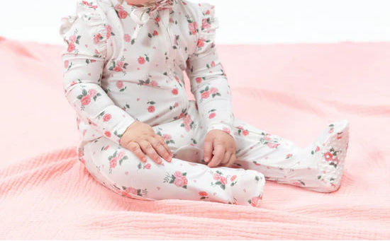 Pink Rosettes 2 way Zipper Footie