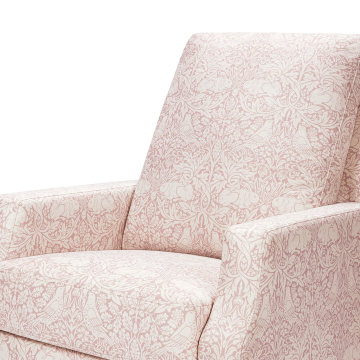Namesake Crewe Recliner and Swivel Glider- Pure Brer Rabbit in Rose  with Dark Wood Base