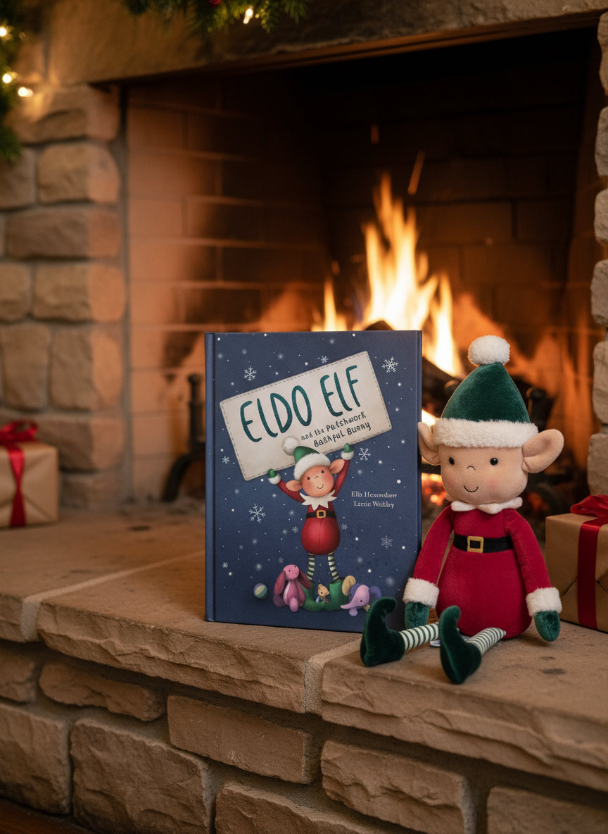 Jellycat Eldo Elf and the Patchwork Bashful Bunny Book with Plush Eldo Elf