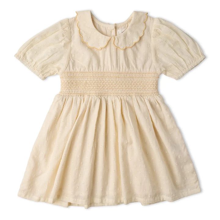 Makemake Organics Smocked Collar Dress - Butter Yellow