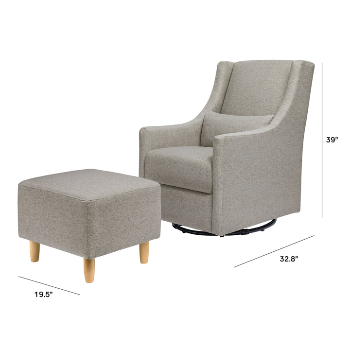 Babyletto Toco Swivel Glider and Ottoman in Eco-Performance Fabric | Water Repellent & Stain Resistant