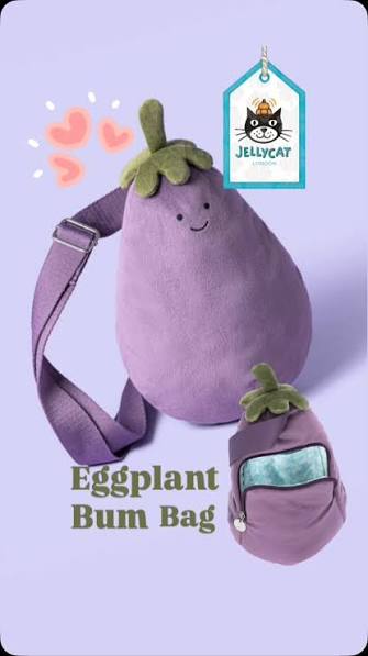 Jellycat Amuseables Eggplant Aubergine Bum Bag