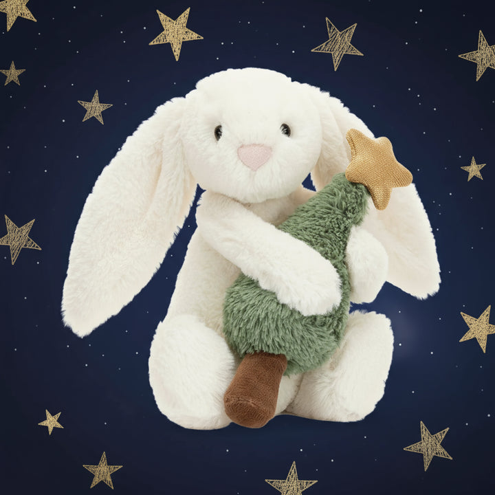 Jellycat Bashful Bunny w/Christmas Tree