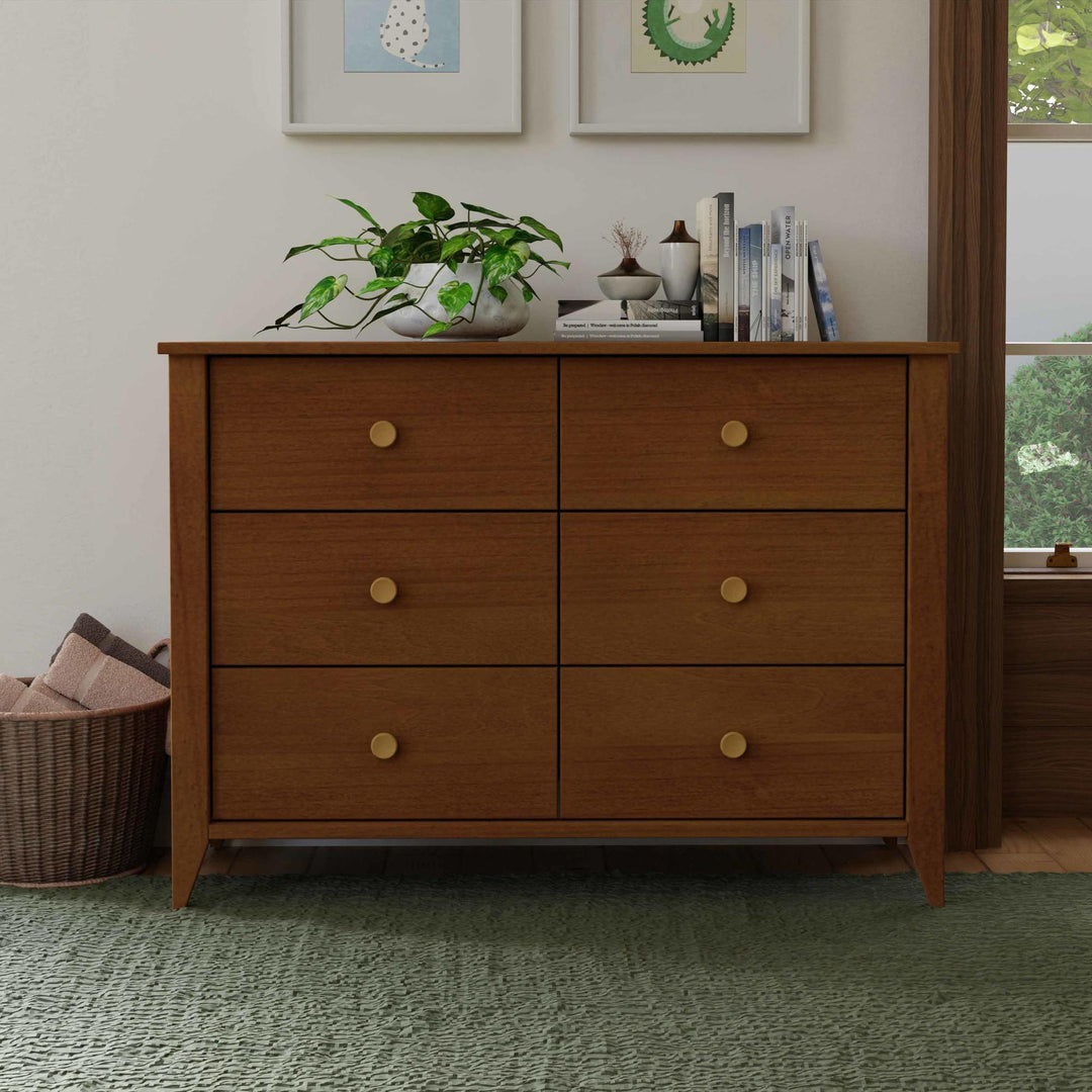 pre assembled baby dresser Nestig The Wave Assembled Changing Pad Dresser, Natural Wood