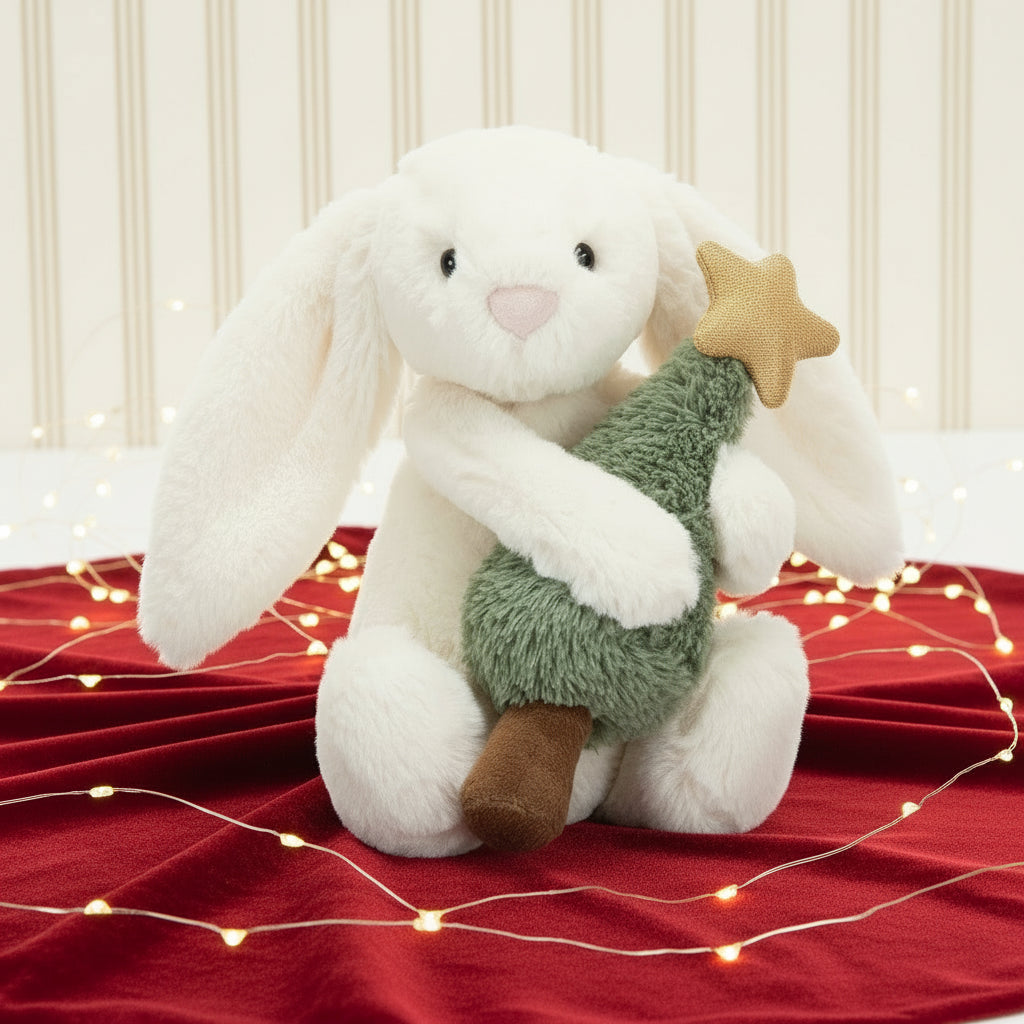Jellycat Bashful Bunny w/Christmas Tree