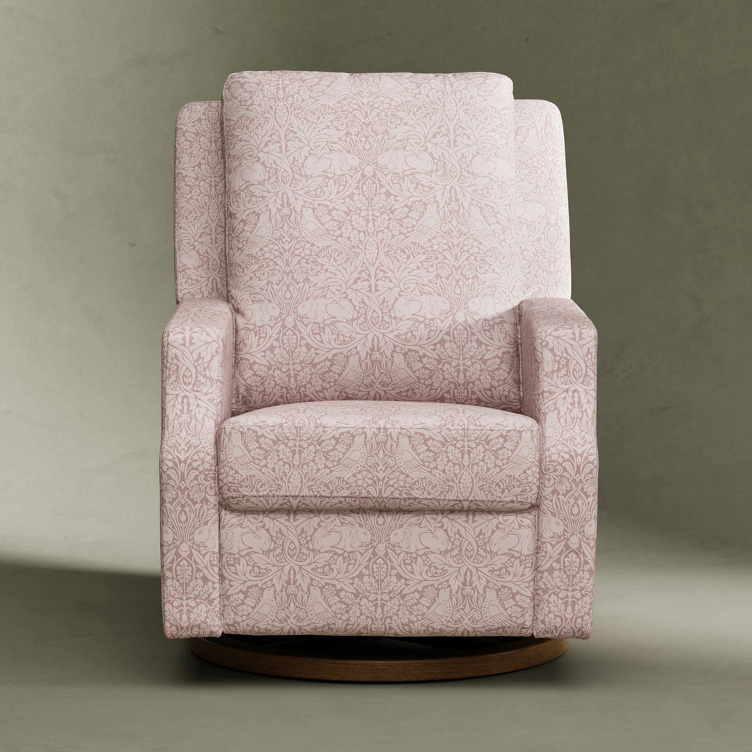 Namesake Crewe Recliner and Swivel Glider- Pure Brer Rabbit in Rose  with Dark Wood Base