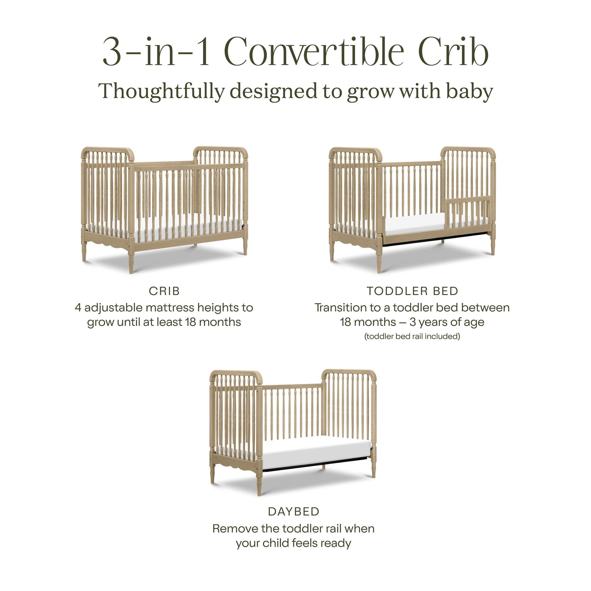 Namesake Liberty 3-in-1 Convertible Spindle Crib with Toddler Bed