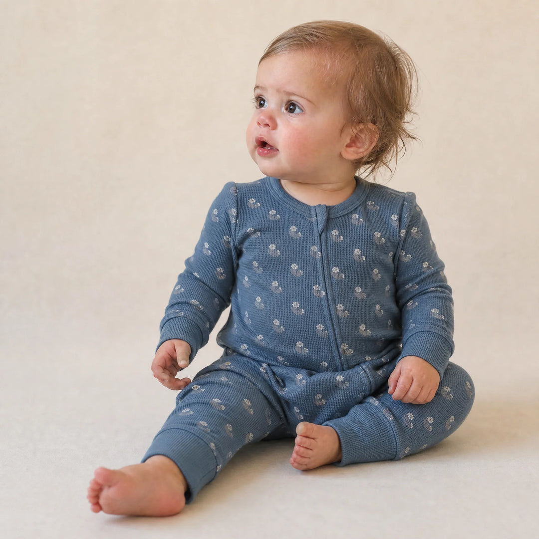 Make Make Organic 2-Way Zip Romper - Indigo Blossom