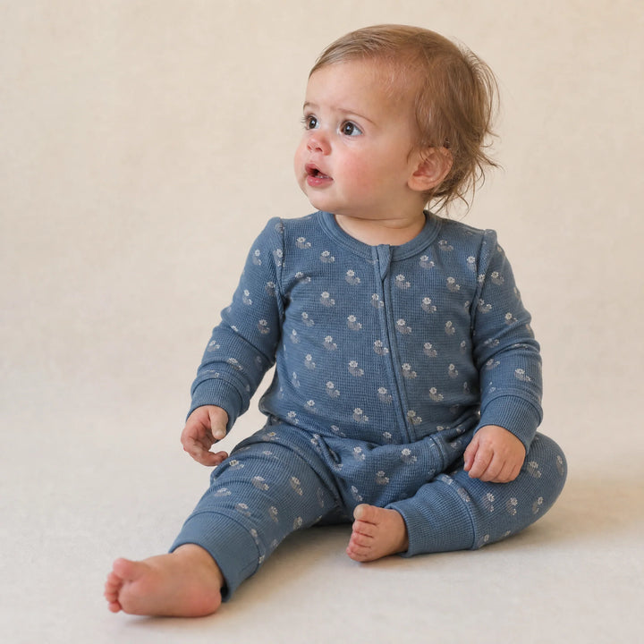 Make Make Organic 2-Way Zip Romper - Indigo Blossom