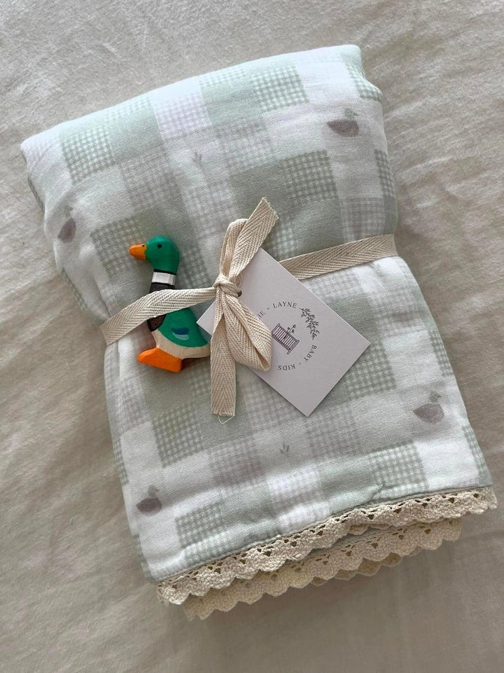 Little Mallard Duck Quilted 6 Layer Gauze Blanket