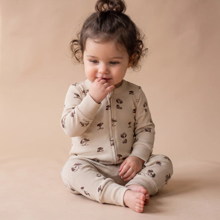 Make Make Organic 2-Way Zip Romper - Mushroom