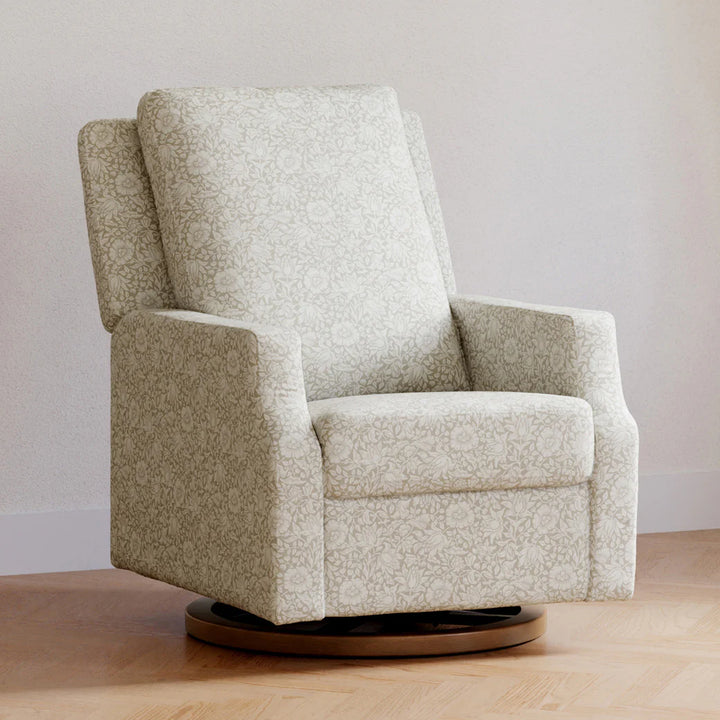 Namesake Crewe Recliner and Swivel Glider- Mallow in Ash Performance Eco-Weave with Dark Wood Base