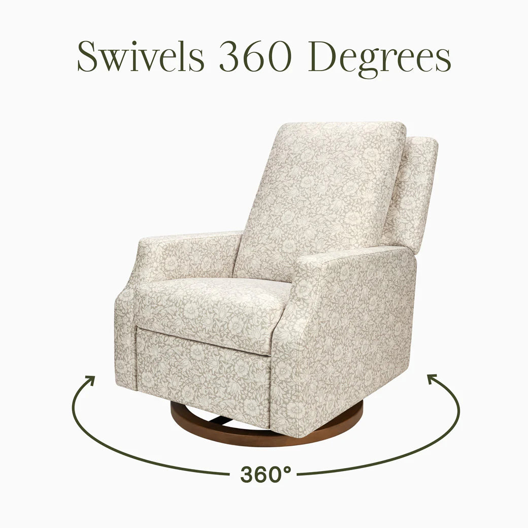 Namesake Crewe Recliner and Swivel Glider- Mallow in Ash Performance Eco-Weave with Dark Wood Base
