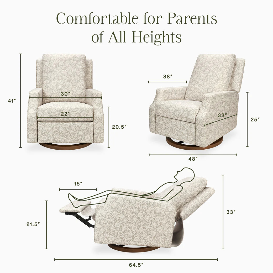 Namesake Crewe Recliner and Swivel Glider- Mallow in Ash Performance Eco-Weave with Dark Wood Base