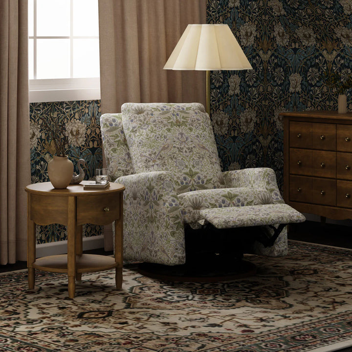 Namesake Crewe Recliner and Swivel Glider-Strawberry Thief in Fig & Thyme