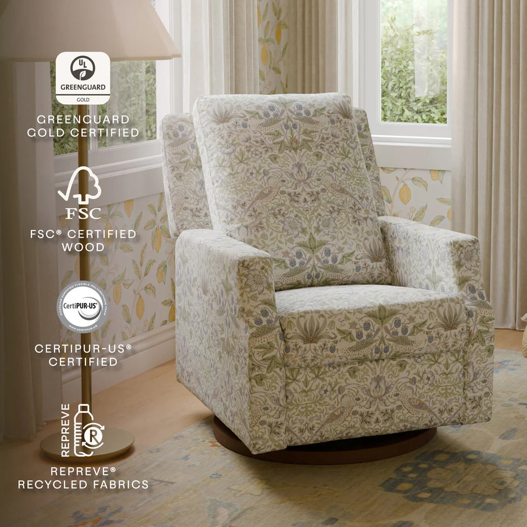 Namesake Crewe Recliner and Swivel Glider-Strawberry Thief in Fig & Thyme
