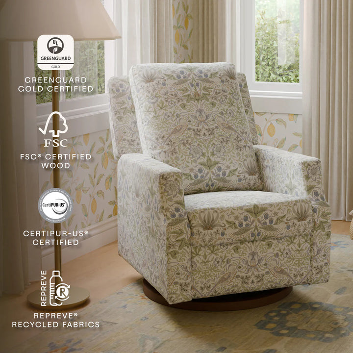 Namesake Crewe Recliner and Swivel Glider-Strawberry Thief in Fig & Thyme