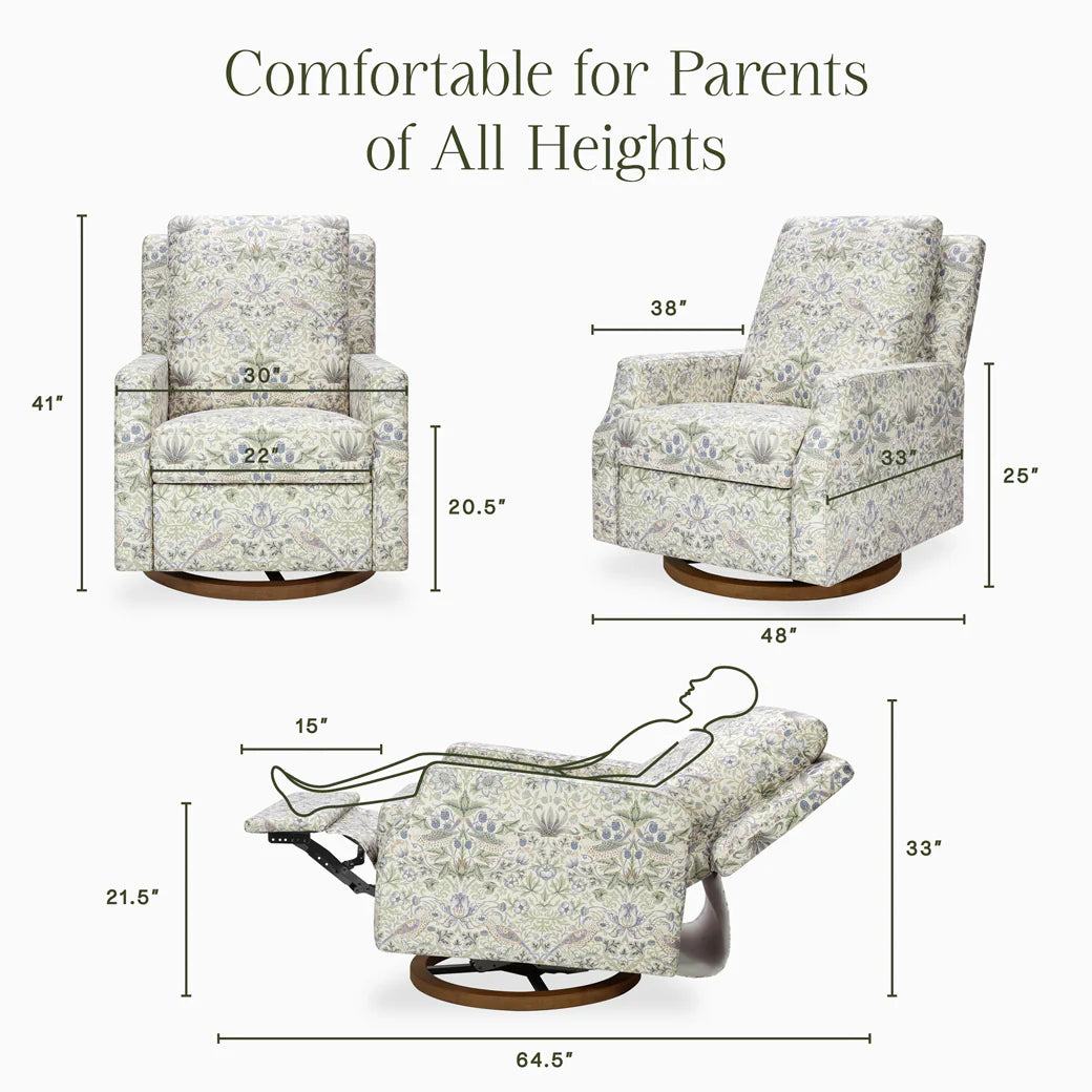 Namesake Crewe Recliner and Swivel Glider-Strawberry Thief in Fig & Thyme