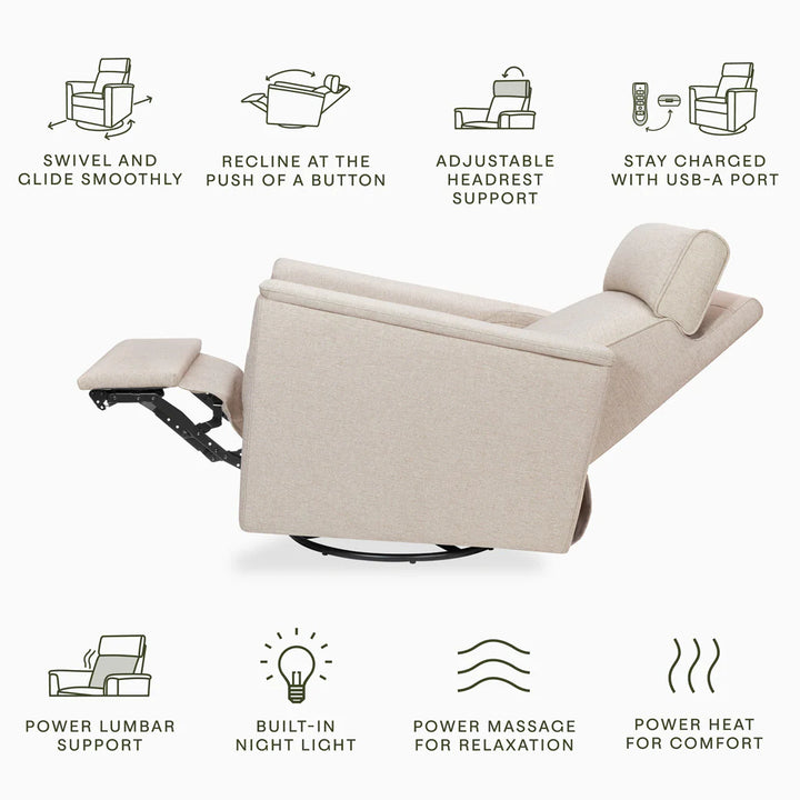 Willa Deluxe Power Glider Recliner w/ Heat & Massage and Lights - NEW!