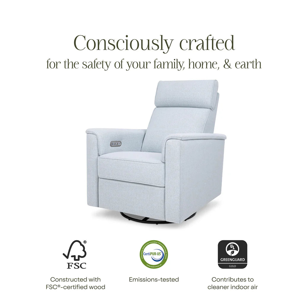 Monogram by Namesake Willa Power Recliner w/ Adjustable Headrest & USB Port & Wood Base