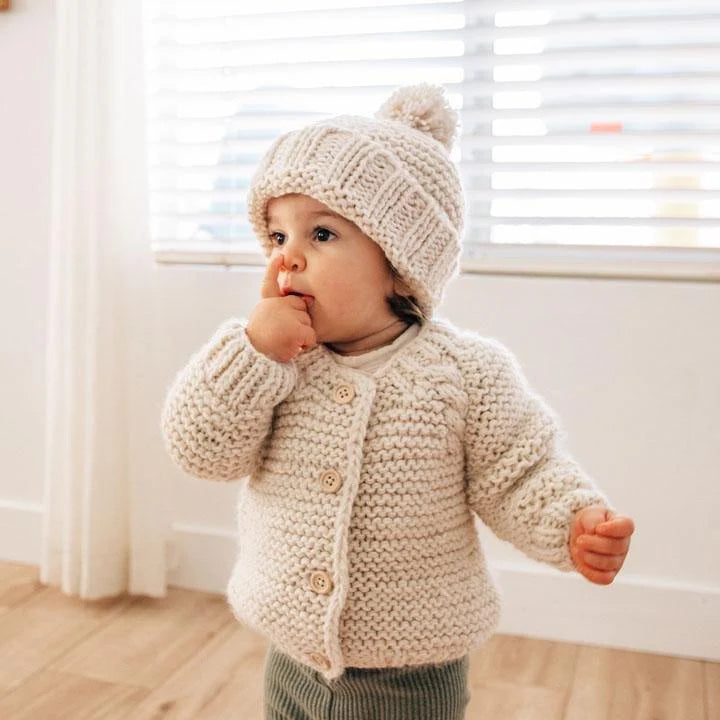 Huggalugs Natural Knit Cardigan - Natural