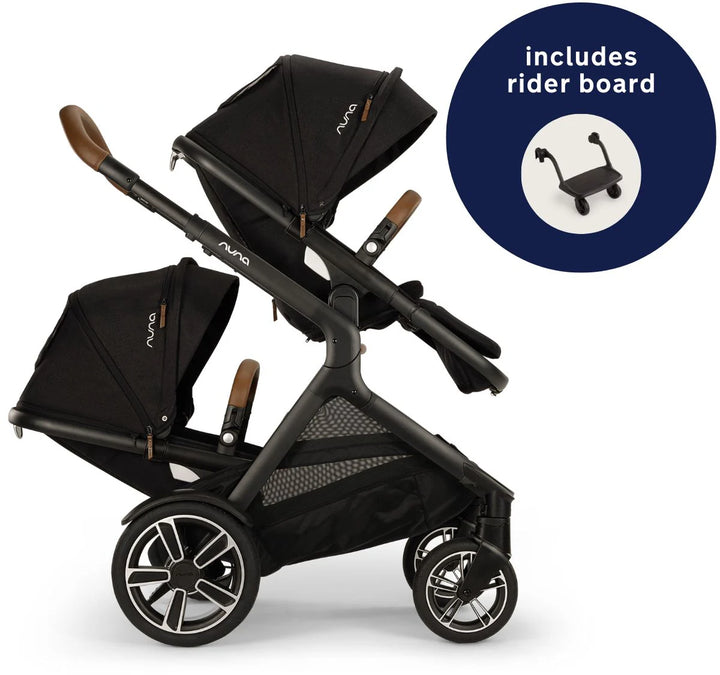 Nuna Demi NEXT Double Stroller with Rider Board Bundle