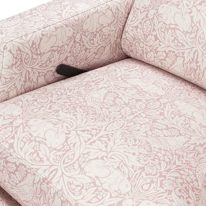 Namesake Crewe Recliner and Swivel Glider- Pure Brer Rabbit in Rose  with Dark Wood Base