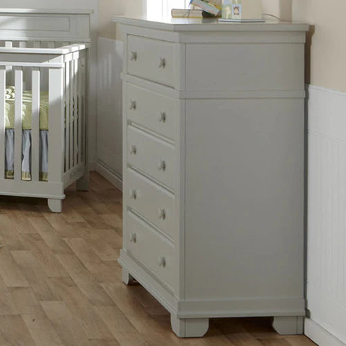 Pali Napoli Flat Top Convertible Crib and Double Dresser w/Conversion Rails - Stone