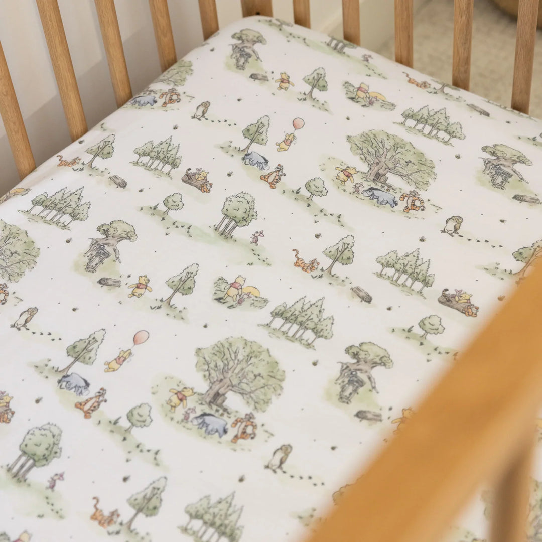 Premium Knit Crib Sheet Pooh - Hundred Acre Woods