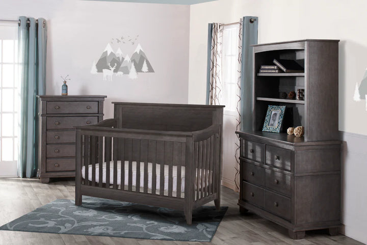 Pali Potenza 3 piece Crib and Dresser Set w/Nightstand - Distressed Granite