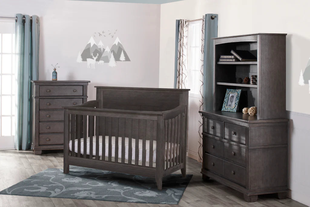 Pali Potenza 3 piece Crib and Dresser Set w Nightstand Distressed Gr Baby Grand